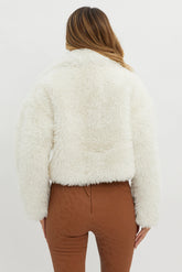 St Moritz Notch Lapel Fur Jacket White